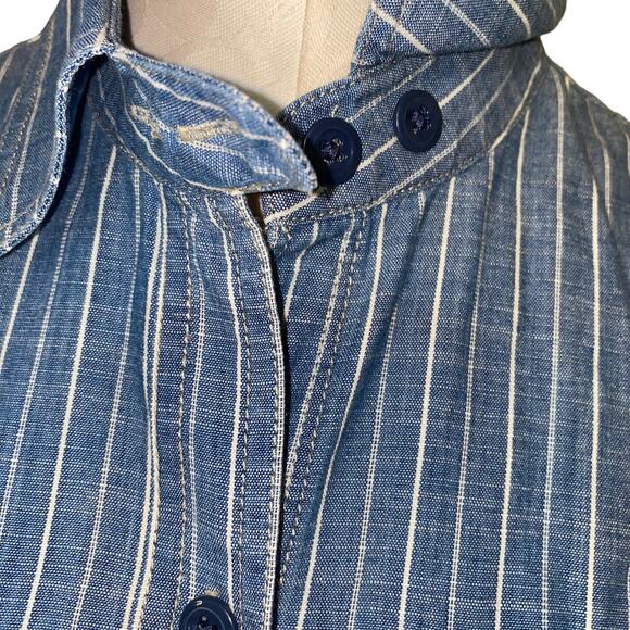 Lucky Brand Stiped Chambray Denim Jean Long sleeve Button Down Shirt Dress XS - Picture 3 of 10